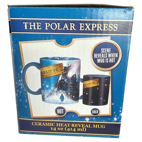 Polar Express “Believe” 14oz Heat Reveal Ceramic Mug Magic Train Xmas Gift - Picture 5 of 6